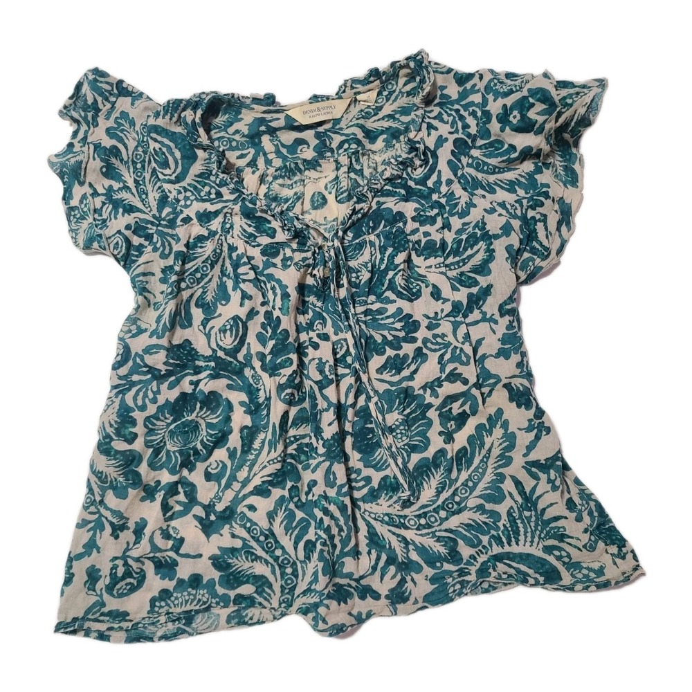 Denim & Supply Ralph Lauren Floral Peasant Blouse Boho Cotton Women's Size Small